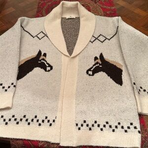 Cozy Horse Pattern Cardigan